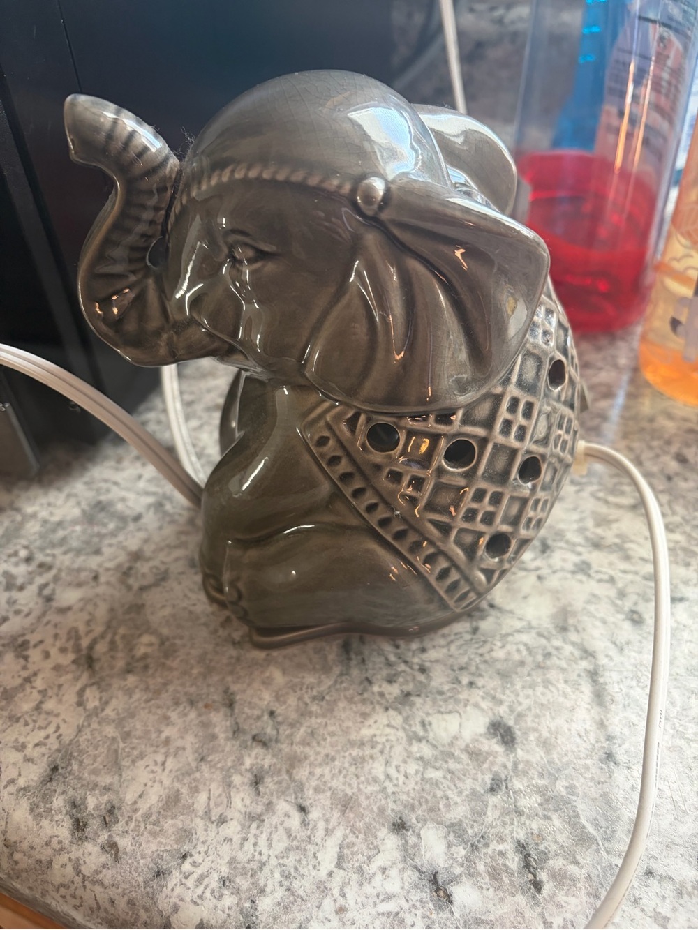 Glossy Olive Ceramic Elephant Oil Warmer